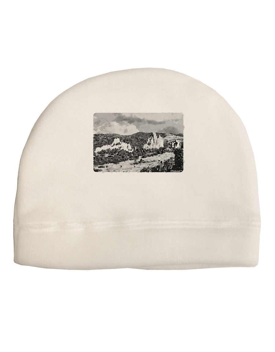 CO Mountain Forest Watercolor Adult Fleece Beanie Cap Hat-Beanie-TooLoud-White-One-Size-Fits-Most-Davson Sales