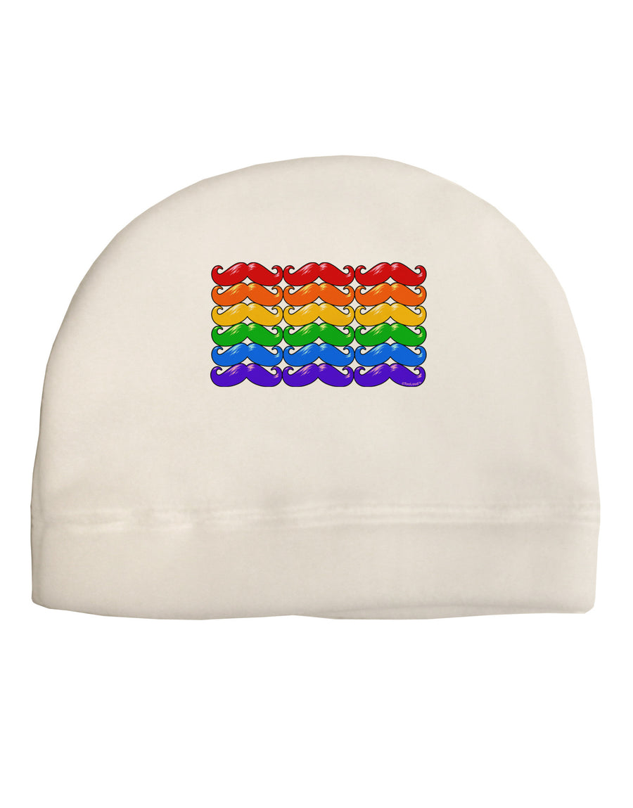 Rainbow Mustaches Gay Pride Flag Adult Fleece Beanie Cap Hat-Beanie-TooLoud-White-One-Size-Fits-Most-Davson Sales