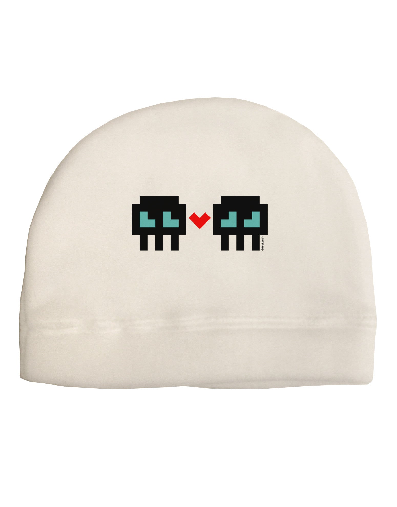 8-Bit Skull Love - Boy and Boy Adult Fleece Beanie Cap Hat-Beanie-TooLoud-White-One-Size-Fits-Most-Davson Sales