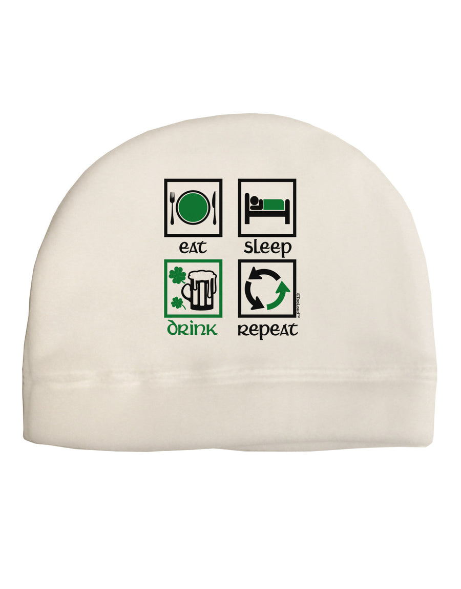 Eat Sleep Drink Green Beer Repeat Adult Fleece Beanie Cap Hat-Beanie-TooLoud-White-One-Size-Fits-Most-Davson Sales