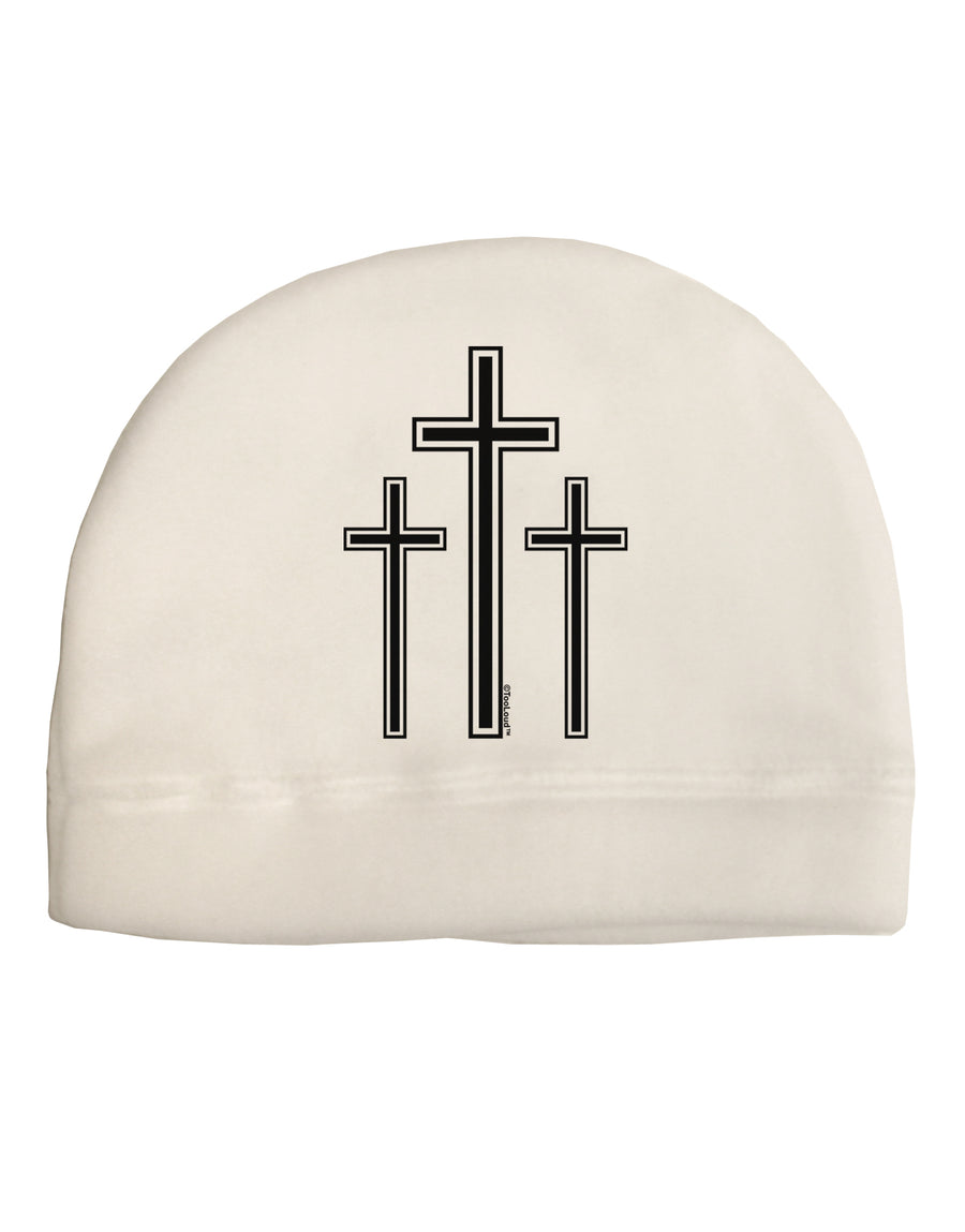 Three Cross Design - Easter Adult Fleece Beanie Cap Hat by TooLoud-Beanie-TooLoud-White-One-Size-Fits-Most-Davson Sales