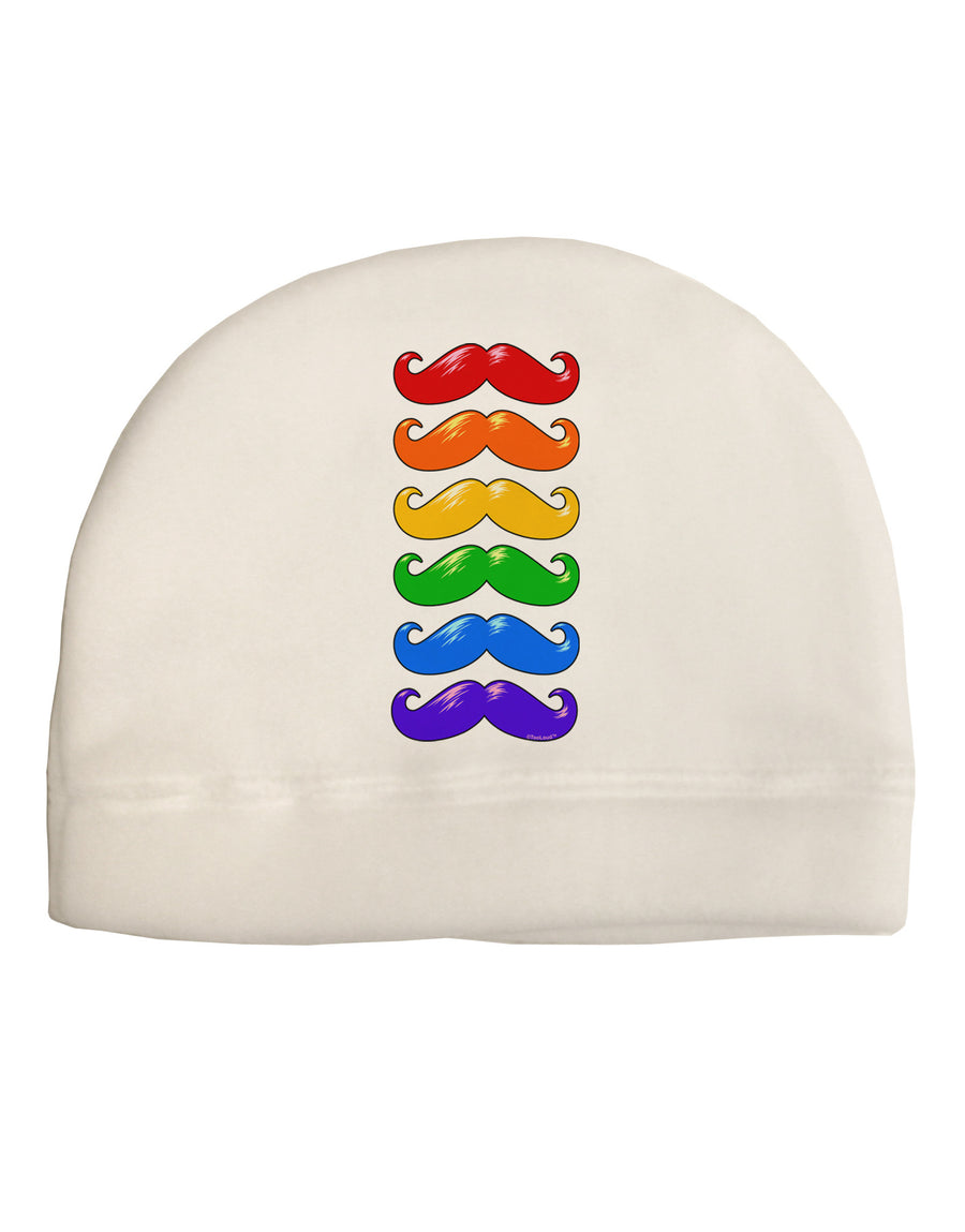 Colorful Rainbow Mustaches Adult Fleece Beanie Cap Hat-Beanie-TooLoud-White-One-Size-Fits-Most-Davson Sales