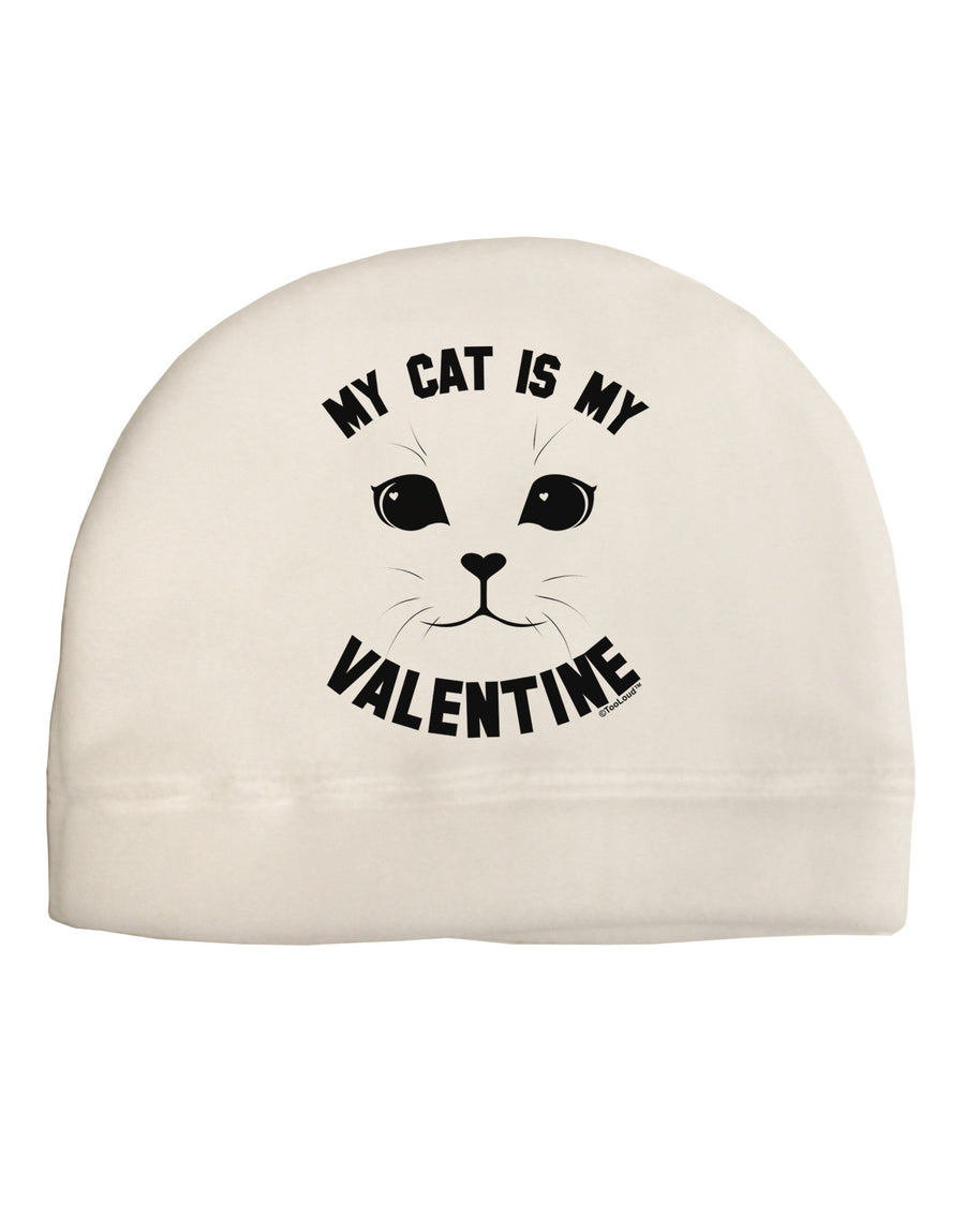 My Cat is my Valentine Adult Fleece Beanie Cap Hat by-Beanie-TooLoud-White-One-Size-Fits-Most-Davson Sales