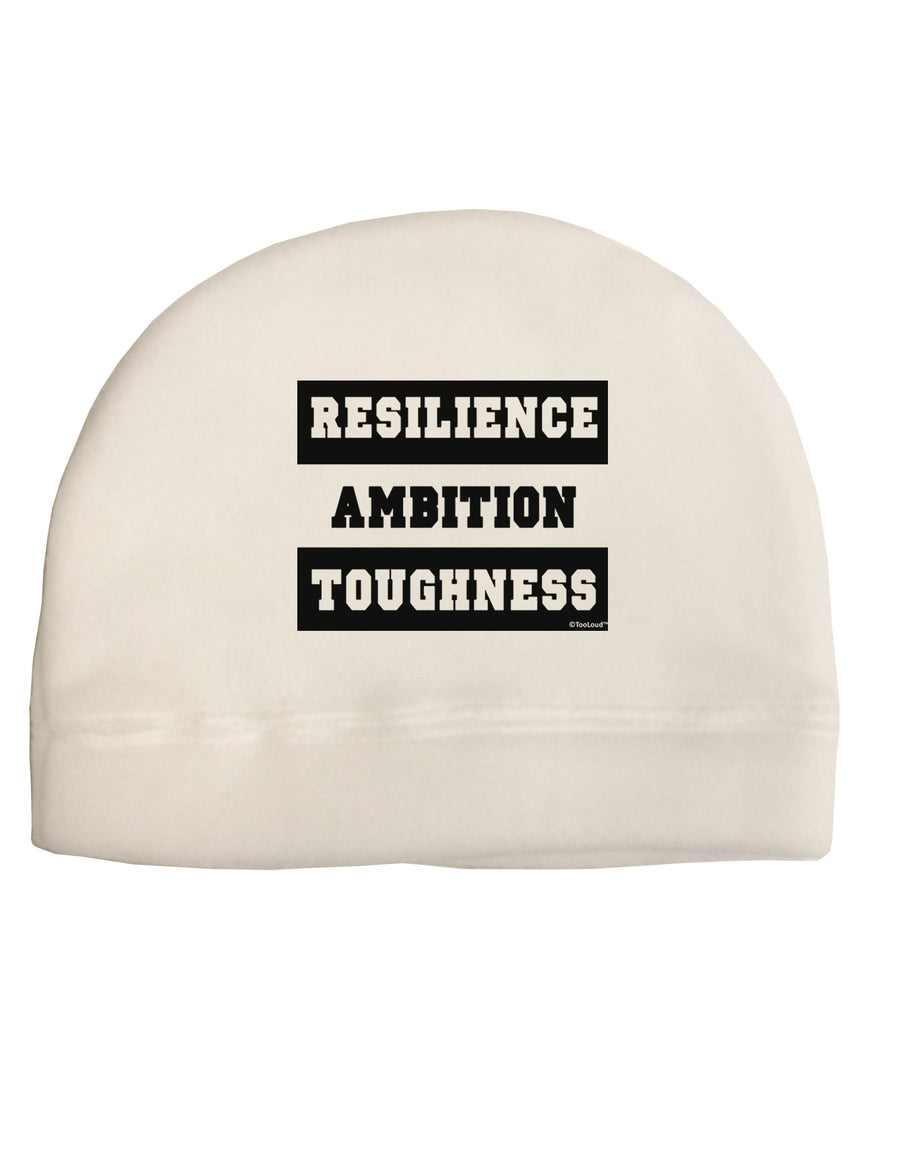 RESILIENCE AMBITION TOUGHNESS Adult Fleece Beanie Cap Hat-Beanie-TooLoud-White-One-Size-Fits-Most-Davson Sales