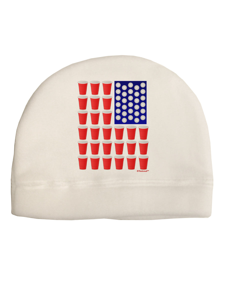 Beer Pong Flag Adult Fleece Beanie Cap Hat-Beanie-TooLoud-White-One-Size-Fits-Most-Davson Sales