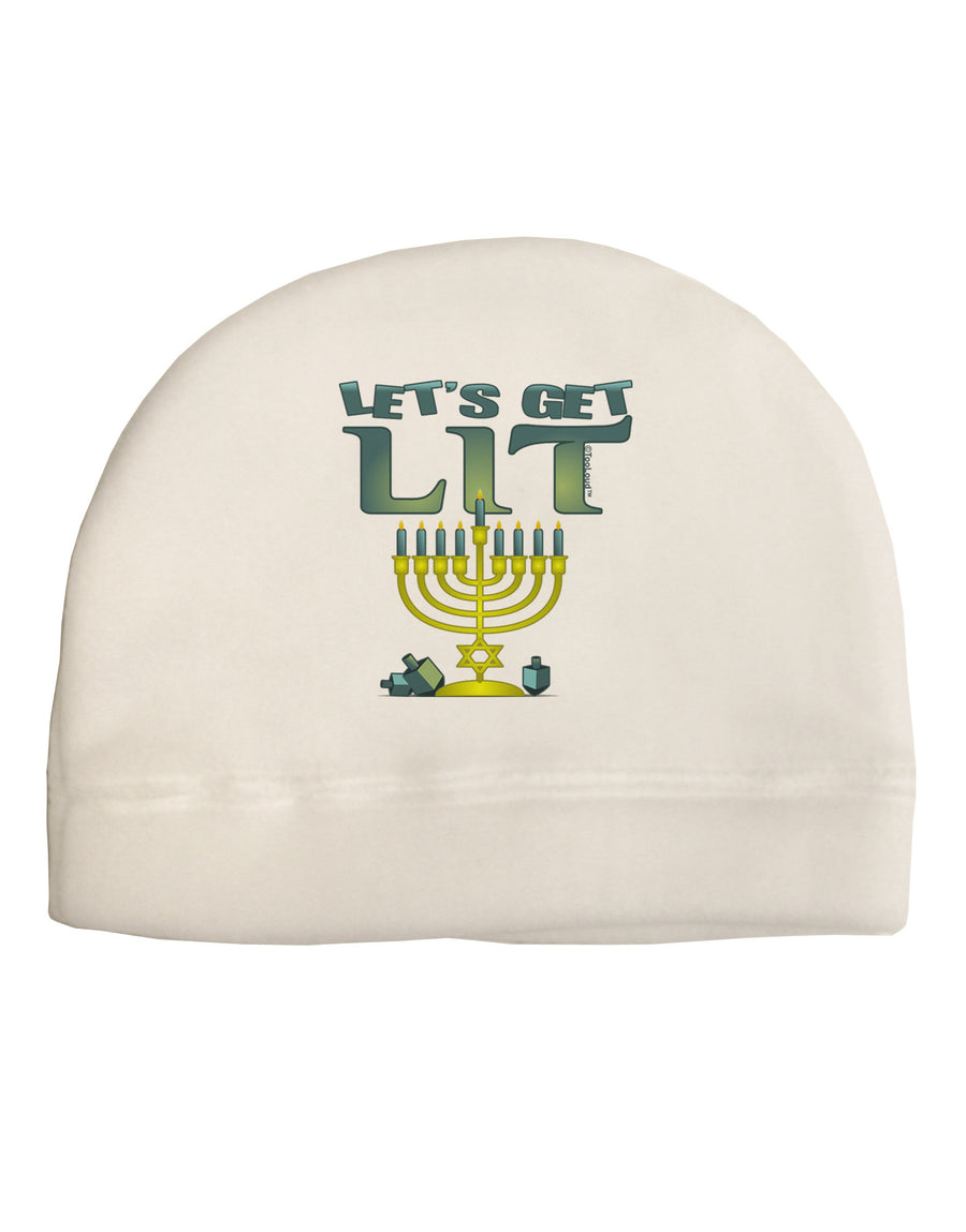 Let's Get Lit Menorah Adult Fleece Beanie Cap Hat-Beanie-TooLoud-White-One-Size-Fits-Most-Davson Sales