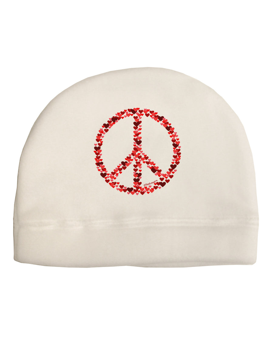 Peace Sign Hearts Red Adult Fleece Beanie Cap Hat-Beanie-TooLoud-White-One-Size-Fits-Most-Davson Sales