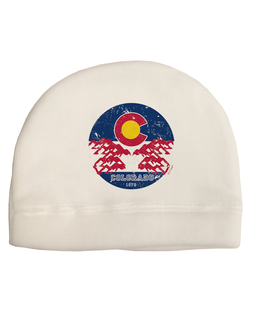 Grunge Colorado Rocky Mountain Bighorn Sheep Flag Child Fleece Beanie Cap Hat-Beanie-TooLoud-White-One-Size-Fits-Most-Davson Sales