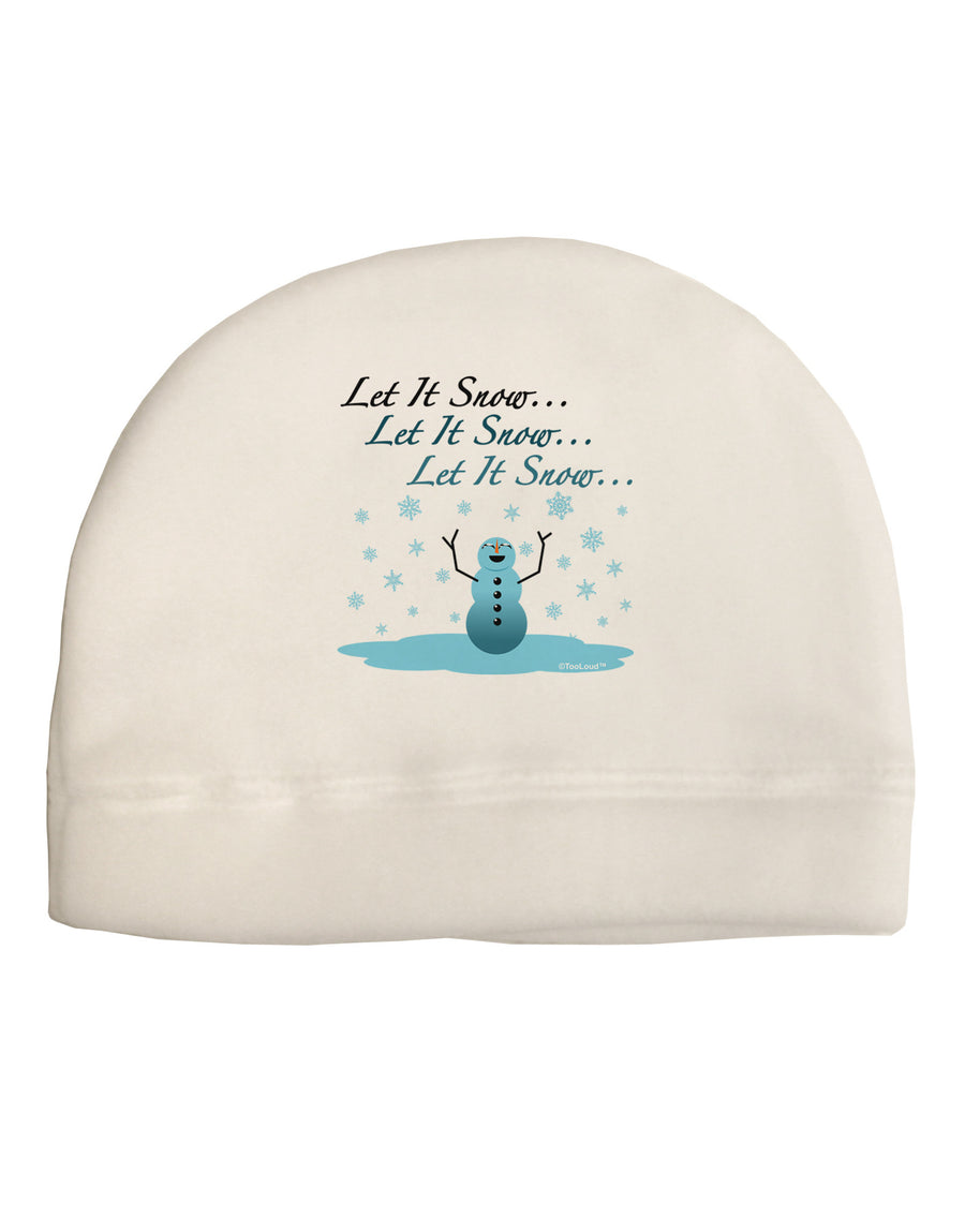 Let It Snow Happy Snowman Adult Fleece Beanie Cap Hat-Beanie-TooLoud-White-One-Size-Fits-Most-Davson Sales