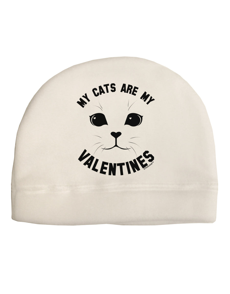 My Cats are my Valentines Adult Fleece Beanie Cap Hat by-Beanie-TooLoud-White-One-Size-Fits-Most-Davson Sales