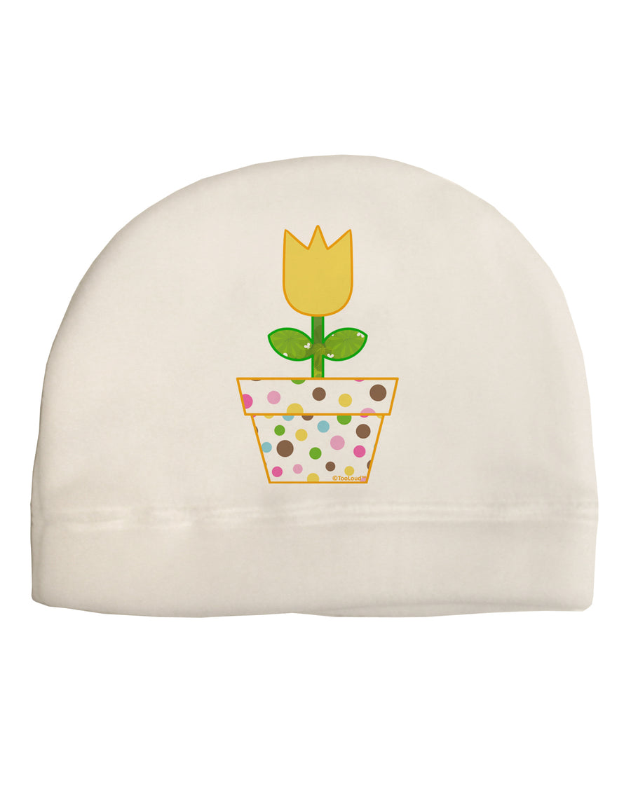 Easter Tulip Design - Yellow Adult Fleece Beanie Cap Hat by TooLoud-Beanie-TooLoud-White-One-Size-Fits-Most-Davson Sales