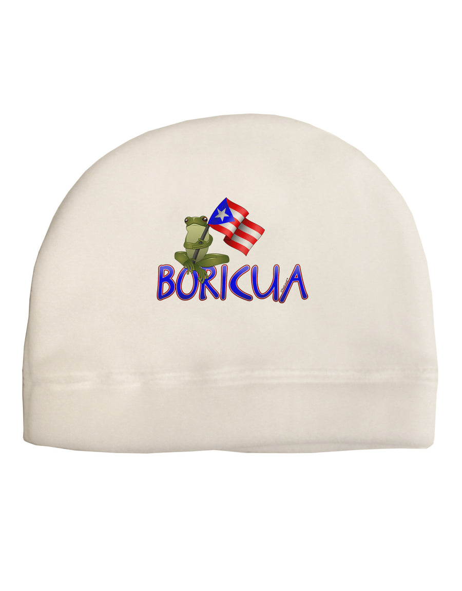 Coqui Boricua Adult Fleece Beanie Cap Hat-Beanie-TooLoud-White-One-Size-Fits-Most-Davson Sales