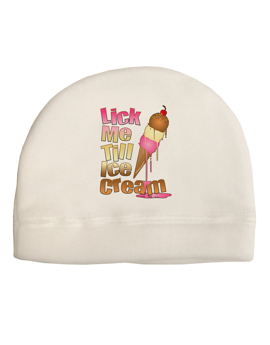 Lick Me Till Ice Cream Adult Fleece Beanie Cap Hat-Beanie-TooLoud-White-One-Size-Fits-Most-Davson Sales