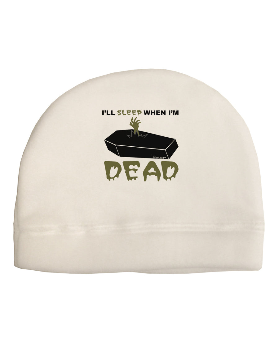 Sleep When Dead Coffin Child Fleece Beanie Cap Hat-Beanie-TooLoud-White-One-Size-Fits-Most-Davson Sales