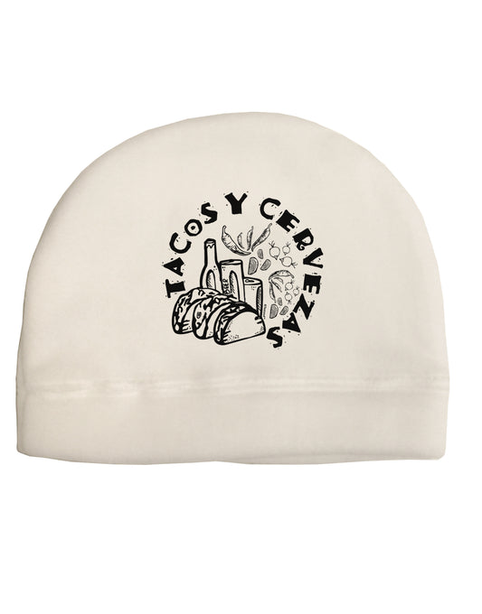 Tacos Y Cervezas Adult Fleece Beanie Cap Hat-Beanie-TooLoud-White-One-Size-Fits-Most-Davson Sales