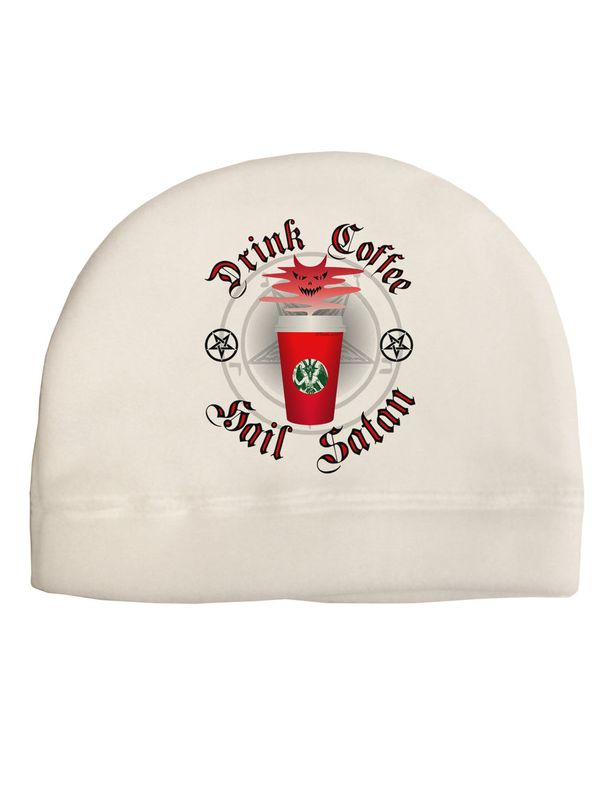 Red Cup Drink Coffee Hail Satan Adult Fleece Beanie Cap Hat by-Beanie-TooLoud-White-One-Size-Fits-Most-Davson Sales