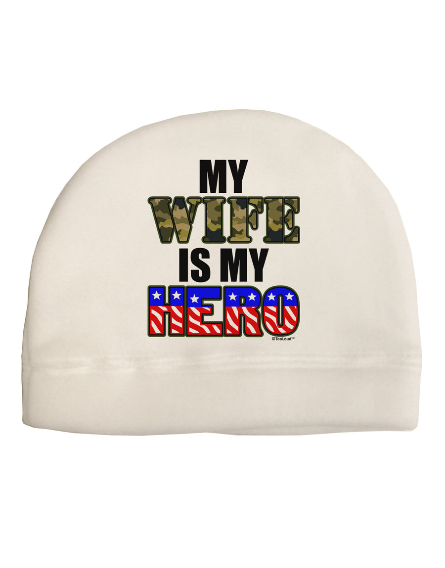 My Wife is My Hero - Armed Forces Adult Fleece Beanie Cap Hat by TooLoud-Beanie-TooLoud-White-One-Size-Fits-Most-Davson Sales