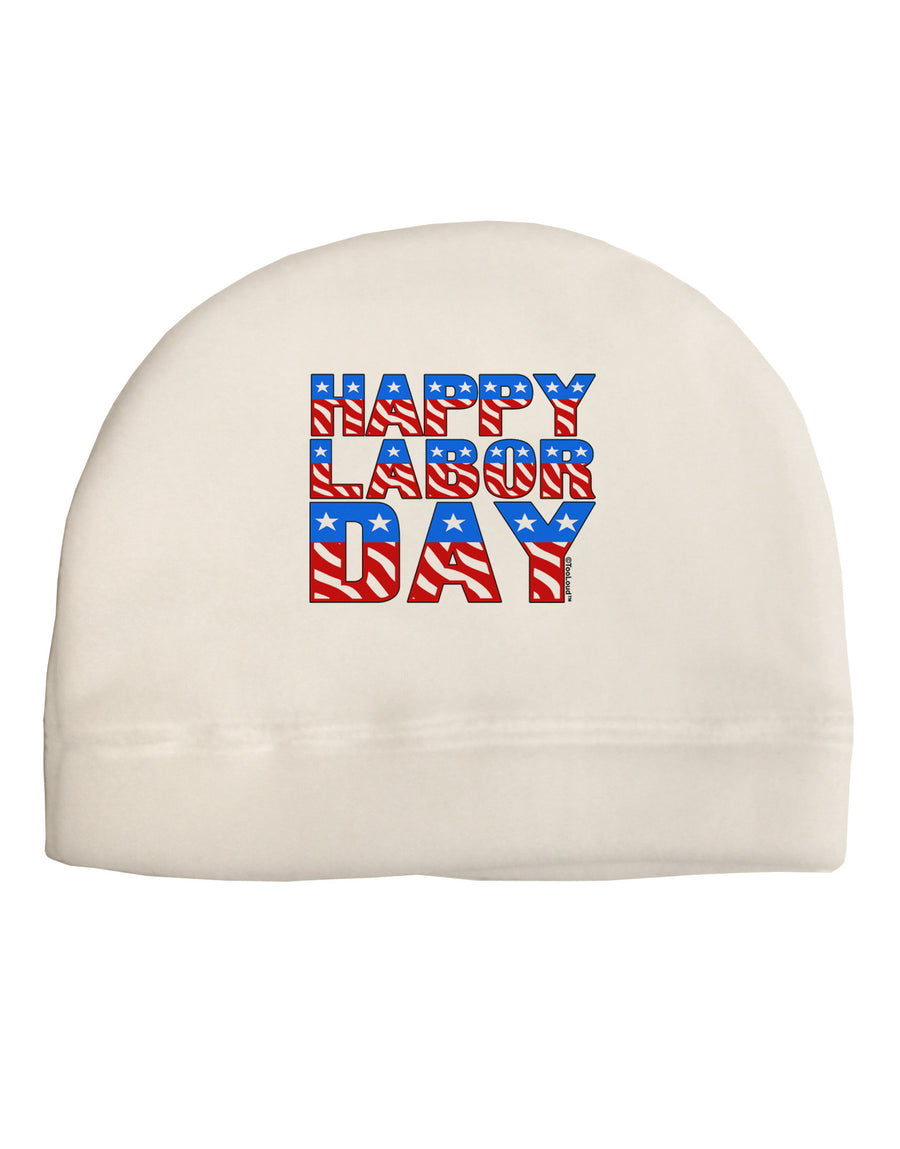 Happy Labor Day ColorText Child Fleece Beanie Cap Hat-Beanie-TooLoud-White-One-Size-Fits-Most-Davson Sales