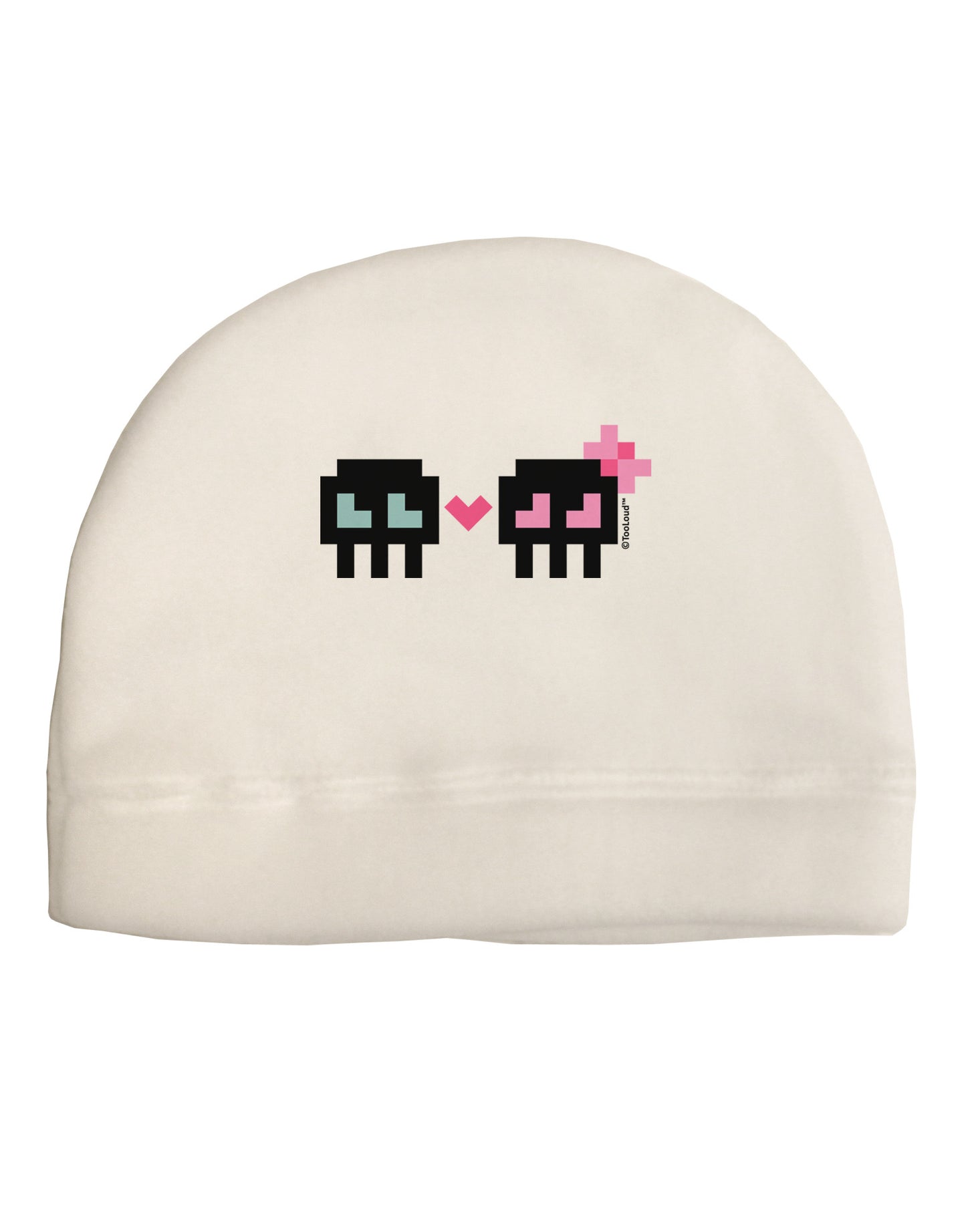 8-Bit Skull Love - Boy and Girl Adult Fleece Beanie Cap Hat-Beanie-TooLoud-White-One-Size-Fits-Most-Davson Sales
