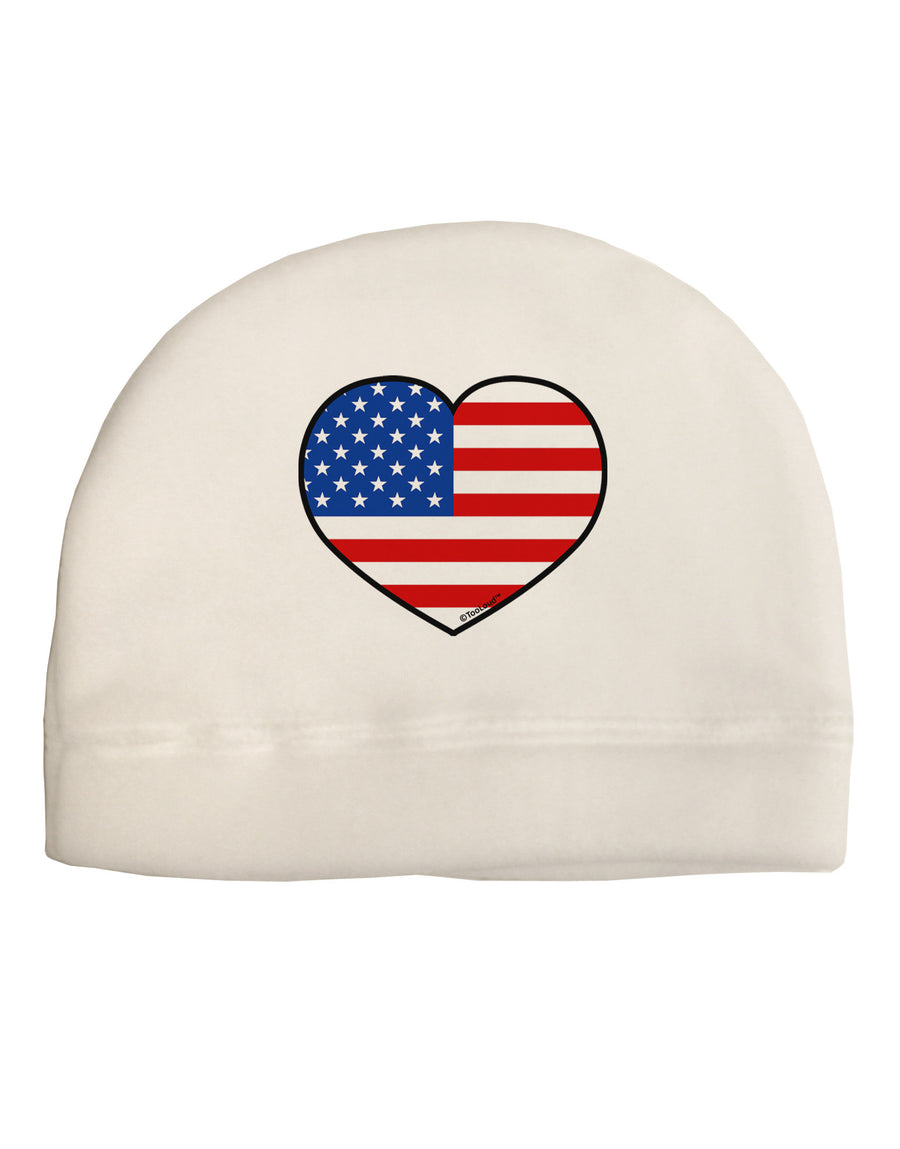 American Flag Heart Design Child Fleece Beanie Cap Hat by TooLoud-Beanie-TooLoud-White-One-Size-Fits-Most-Davson Sales