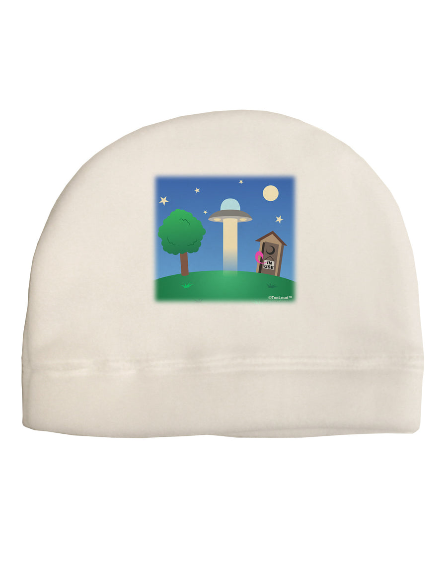 UFO Stopping At an Out-house Adult Fleece Beanie Cap Hat by TooLoud-Beanie-TooLoud-White-One-Size-Fits-Most-Davson Sales