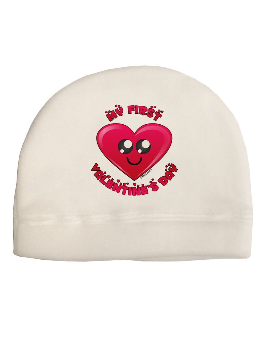 My First Valentine's Day Adult Fleece Beanie Cap Hat-Beanie-TooLoud-White-One-Size-Fits-Most-Davson Sales