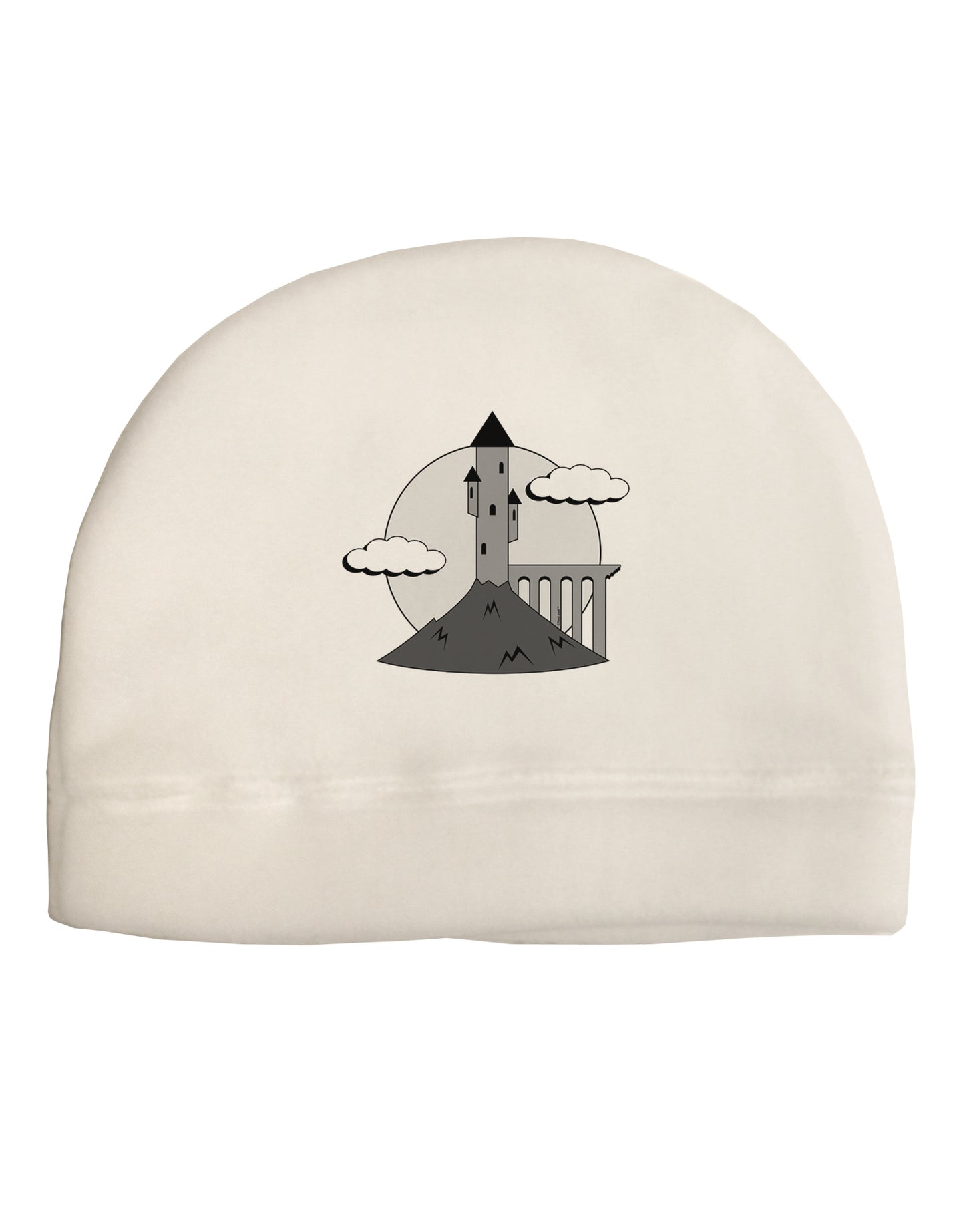 Moonlit Wizard Tower - Grayscale Adult Fleece Beanie Cap Hat-Beanie-TooLoud-White-One-Size-Fits-Most-Davson Sales