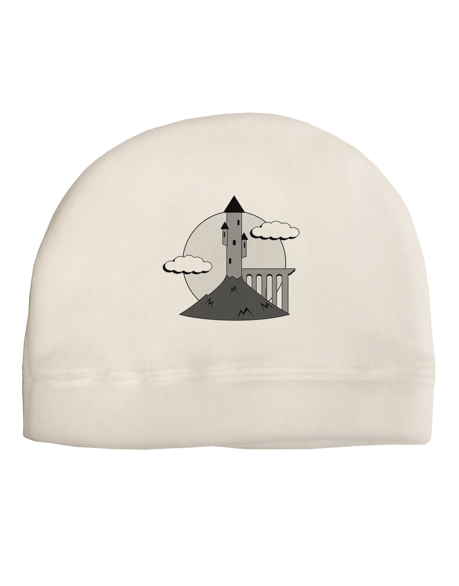 Moonlit Wizard Tower - Grayscale Adult Fleece Beanie Cap Hat-Beanie-TooLoud-White-One-Size-Fits-Most-Davson Sales
