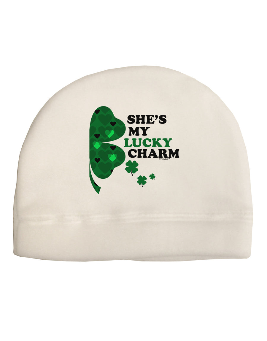 She's My Lucky Charm - Right Adult Fleece Beanie Cap Hat-Beanie-TooLoud-White-One-Size-Fits-Most-Davson Sales