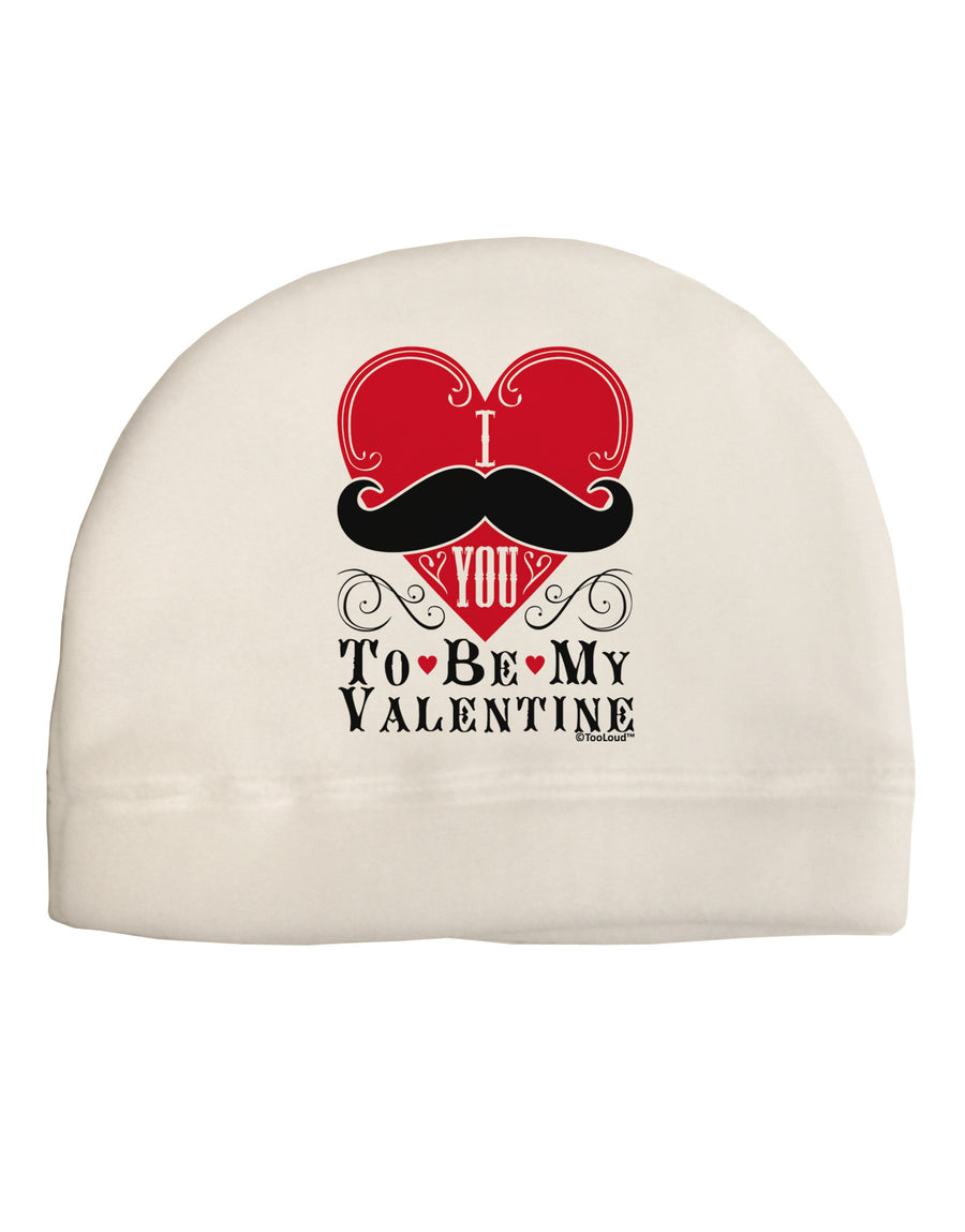 I Mustache You To Be My Valentine Adult Fleece Beanie Cap Hat-Beanie-TooLoud-White-One-Size-Fits-Most-Davson Sales