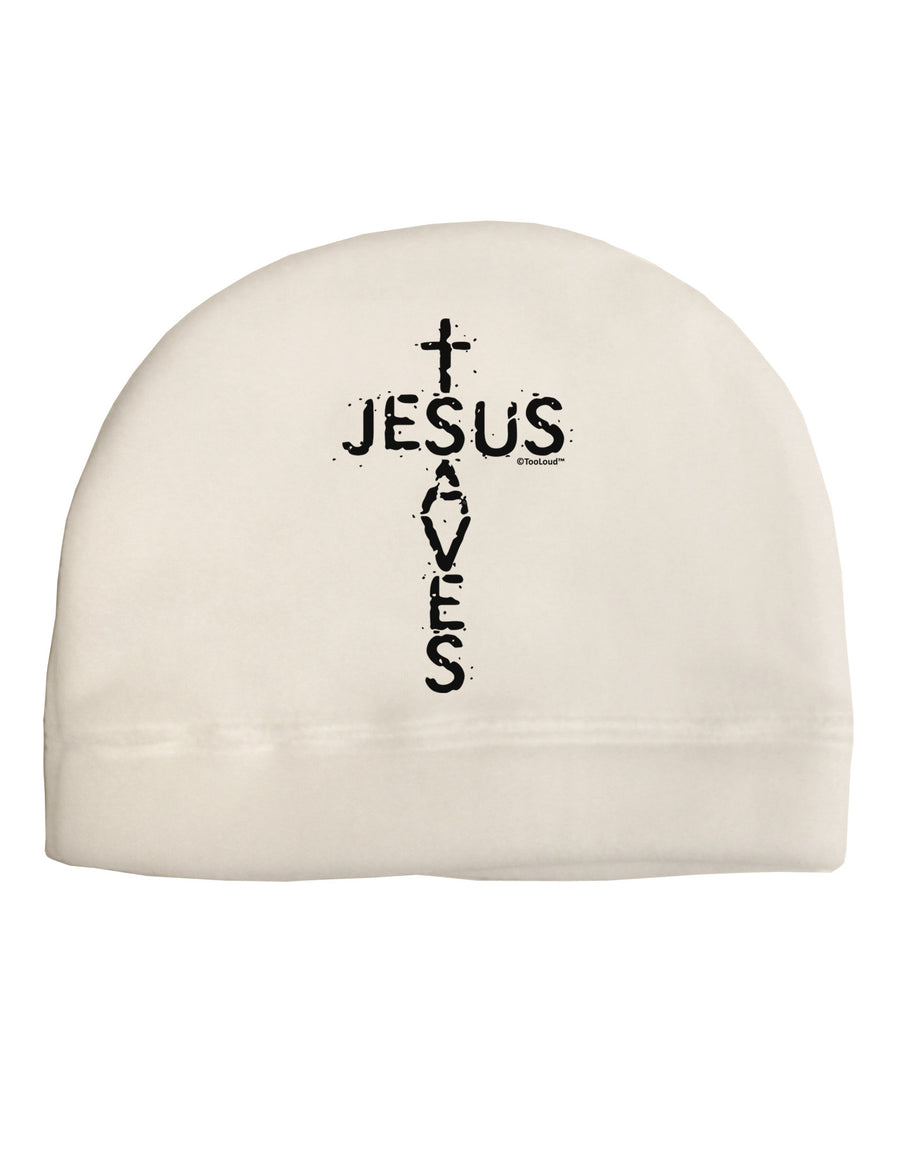 Jesus Saves - Cross Shape Design Adult Fleece Beanie Cap Hat by TooLoud-Beanie-TooLoud-White-One-Size-Fits-Most-Davson Sales