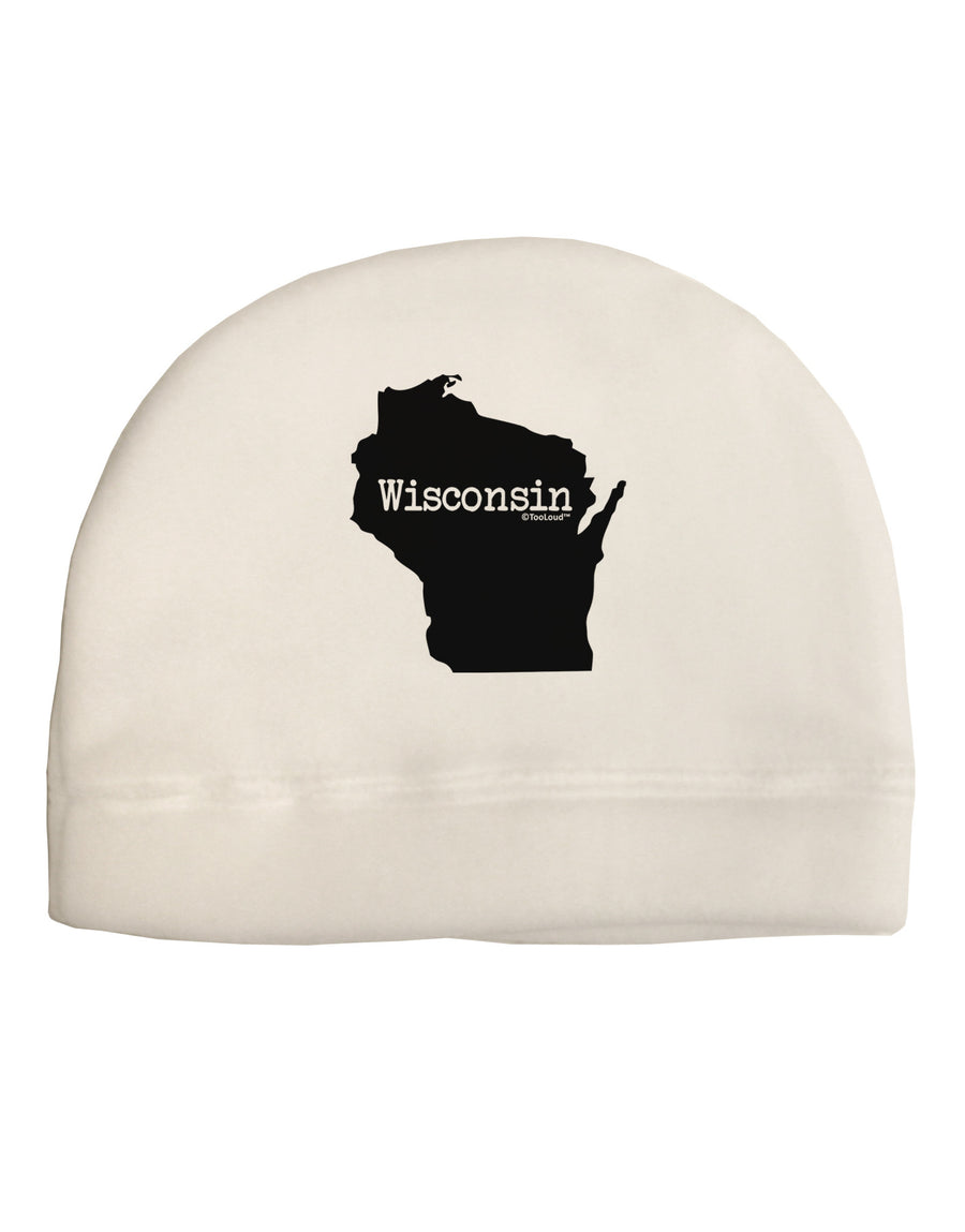 Wisconsin - United States Shape Adult Fleece Beanie Cap Hat-Beanie-TooLoud-White-One-Size-Fits-Most-Davson Sales