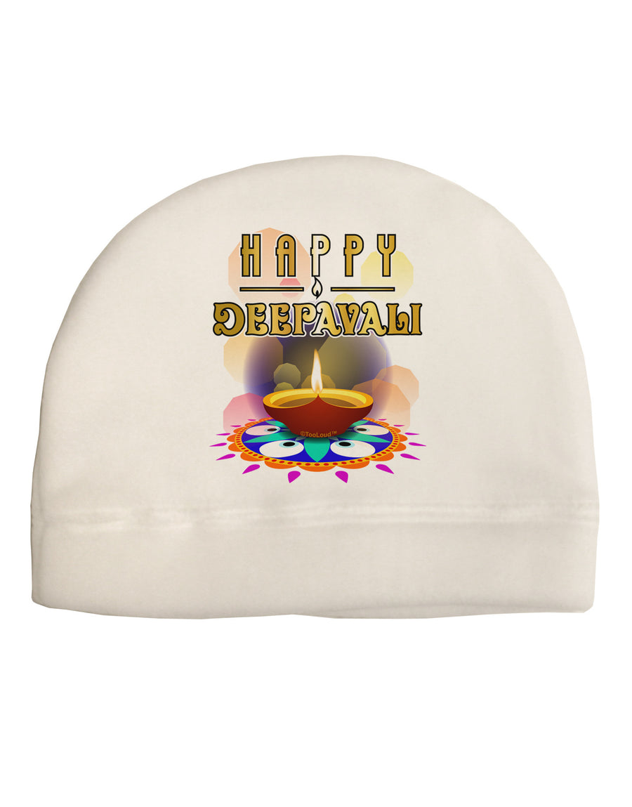 Happy Deepavali - Rangoli and Diya Adult Fleece Beanie Cap Hat by-Beanie-TooLoud-White-One-Size-Fits-Most-Davson Sales