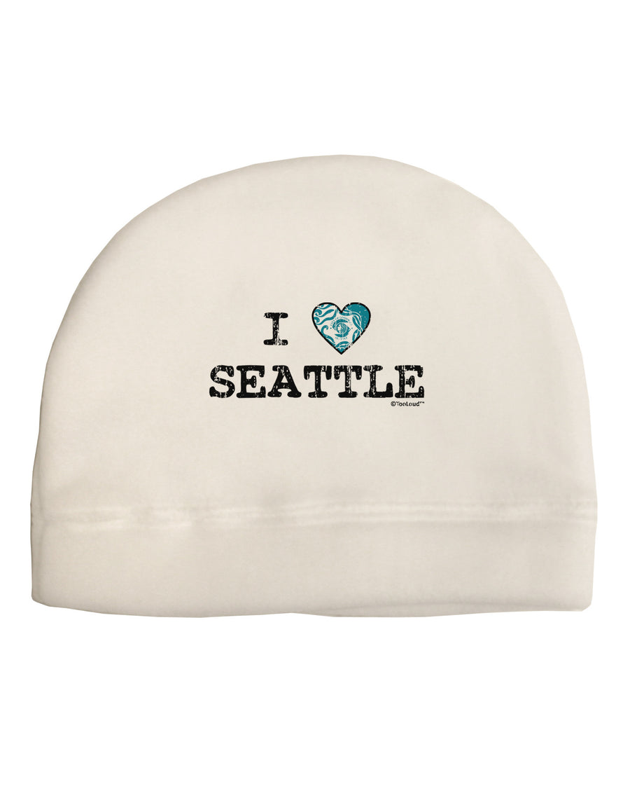 Distressed I Heart Seattle - Heart Flag Adult Fleece Beanie Cap Hat by TooLoud-Beanie-TooLoud-White-One-Size-Fits-Most-Davson Sales