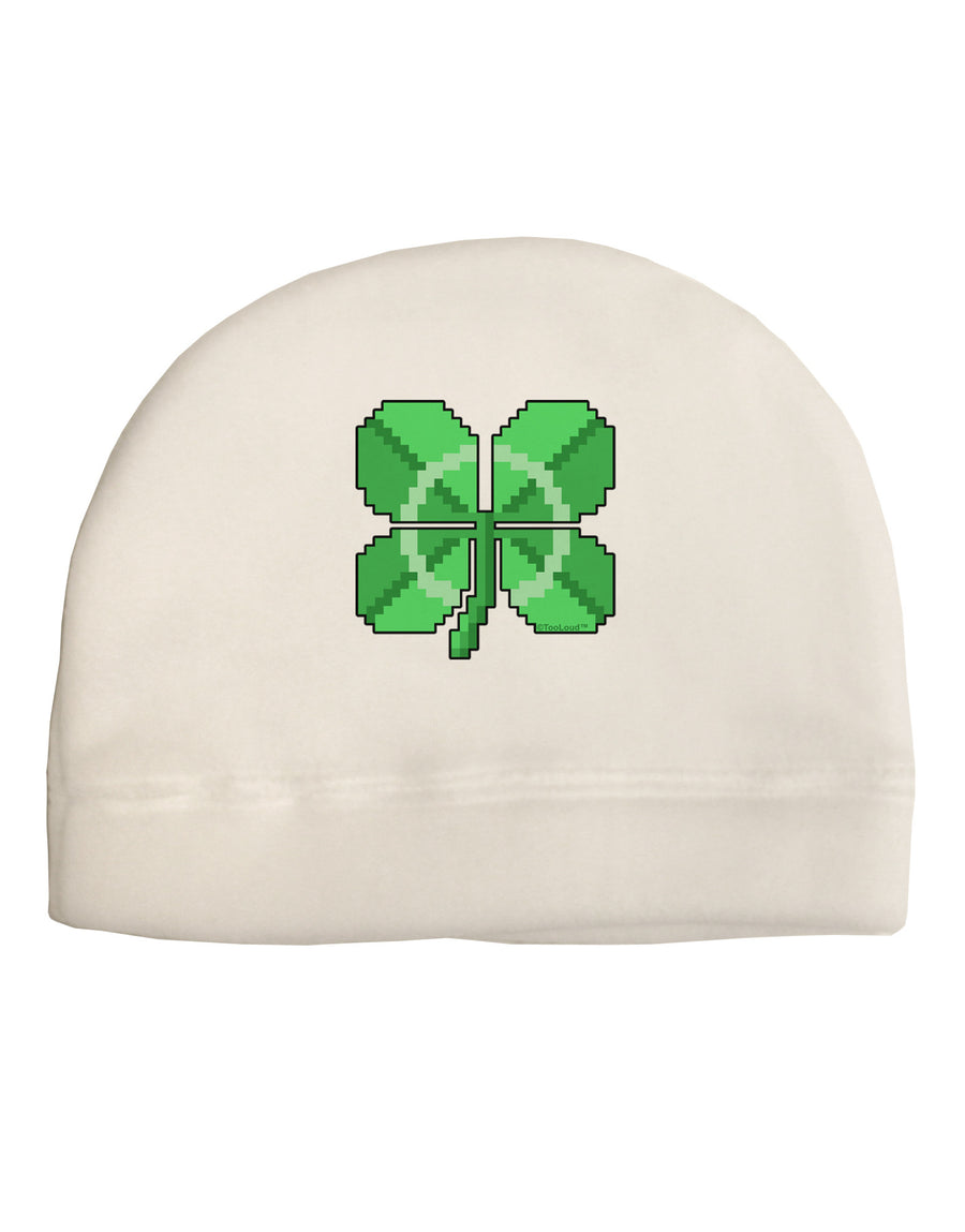 Pixel Four Leaf Clover Adult Fleece Beanie Cap Hat-Beanie-TooLoud-White-One-Size-Fits-Most-Davson Sales