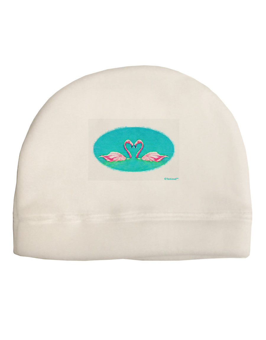 Love Birds - Flamingos Watercolor Child Fleece Beanie Cap Hat-Beanie-TooLoud-White-One-Size-Fits-Most-Davson Sales