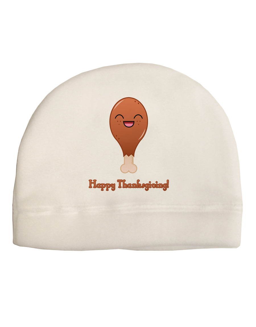 Cute Turkey Leg - Happy Thanksgiving Adult Fleece Beanie Cap Hat-Beanie-TooLoud-White-One-Size-Fits-Most-Davson Sales