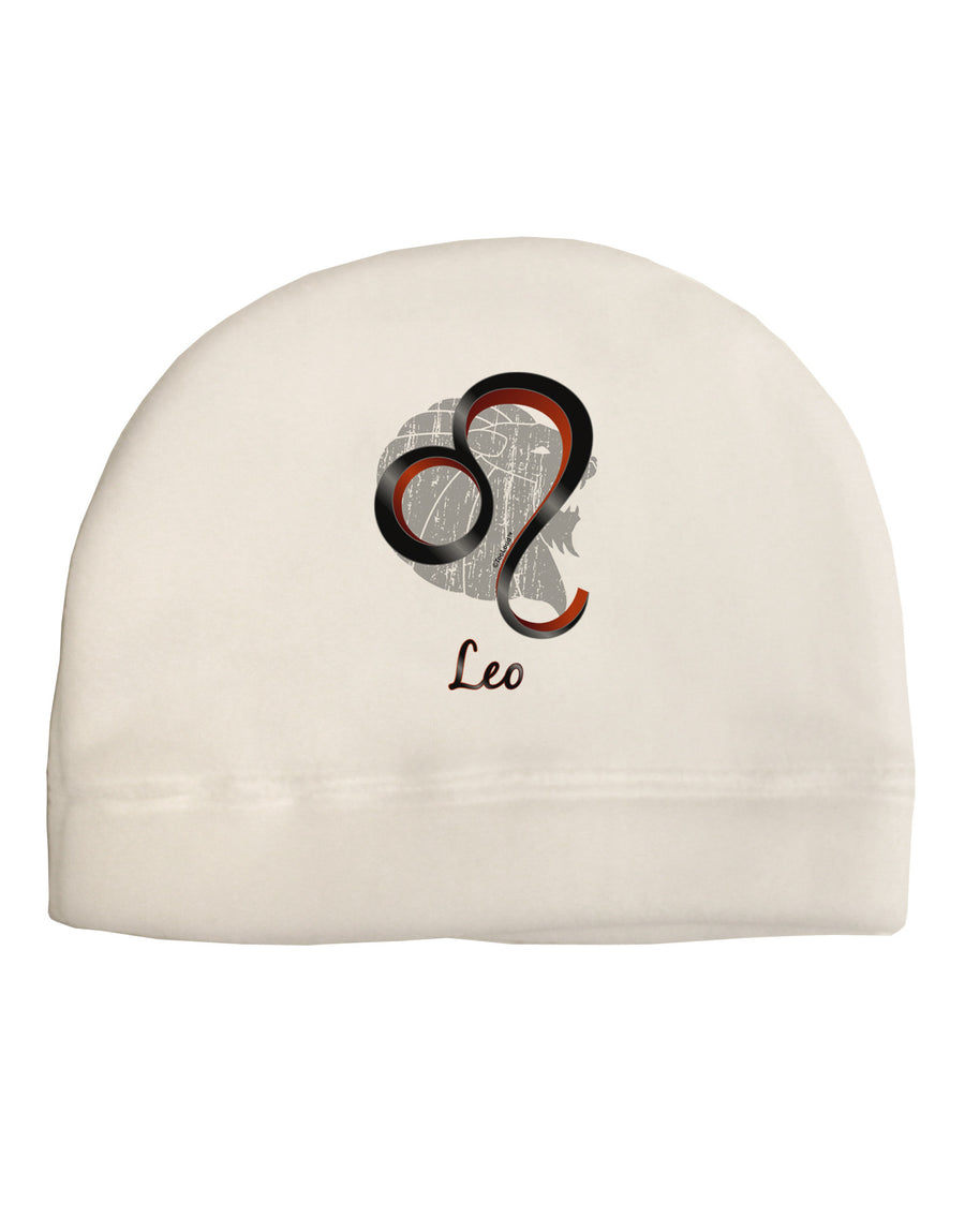 Leo Symbol Adult Fleece Beanie Cap Hat-Beanie-TooLoud-White-One-Size-Fits-Most-Davson Sales