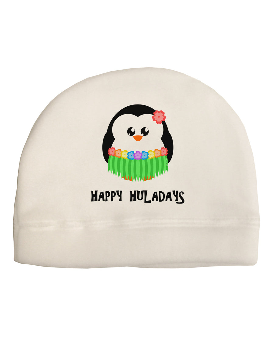 Happy Huladays Holiday Penguin - Christmas Child Fleece Beanie Cap Hat-Beanie-TooLoud-White-One-Size-Fits-Most-Davson Sales