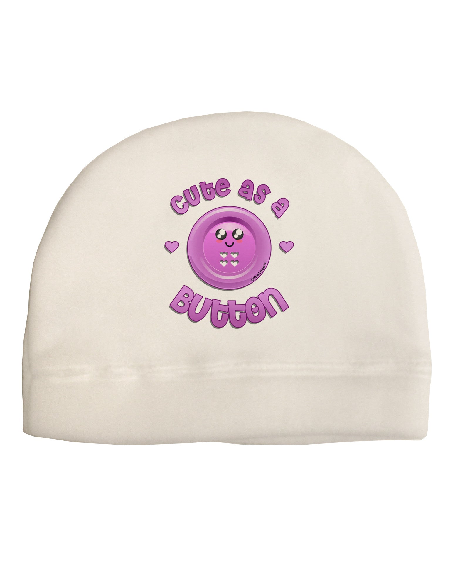 Cute As A Button Smiley Face Adult Fleece Beanie Cap Hat-Beanie-TooLoud-White-One-Size-Fits-Most-Davson Sales