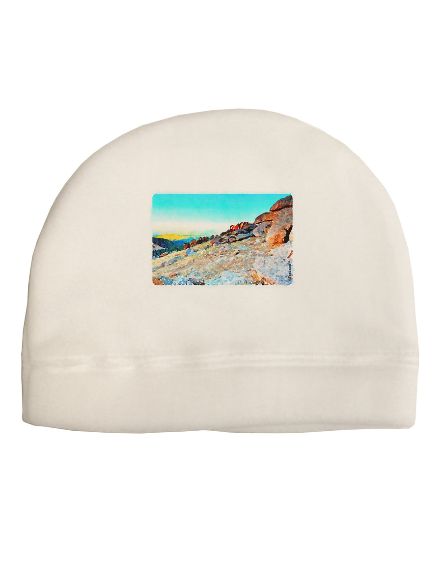 CO Rockies View Watercolor Adult Fleece Beanie Cap Hat-Beanie-TooLoud-White-One-Size-Fits-Most-Davson Sales