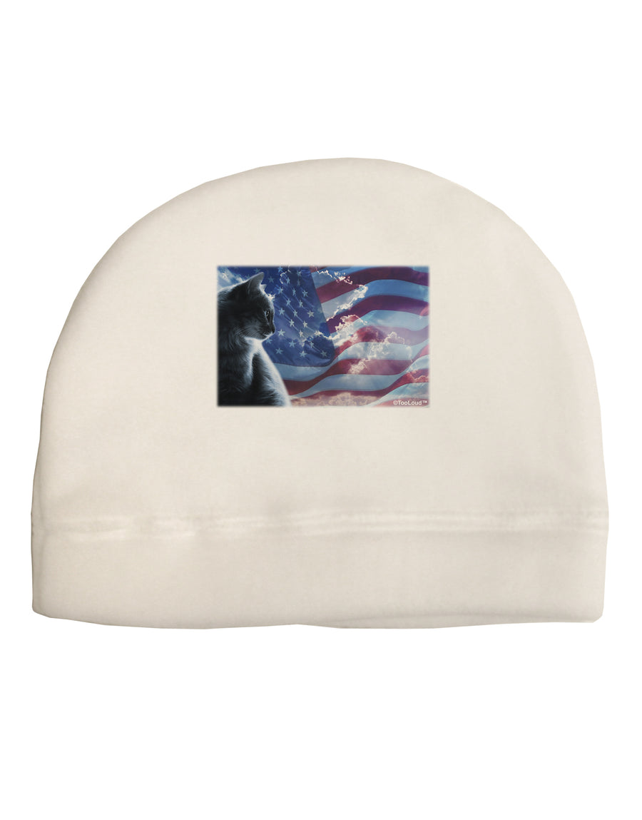 All American Cat Adult Fleece Beanie Cap Hat by TooLoud-Beanie-TooLoud-White-One-Size-Fits-Most-Davson Sales