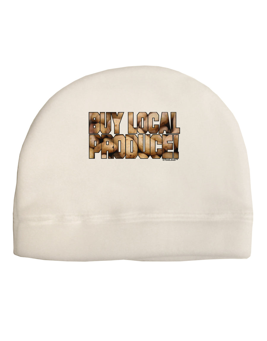 Buy Local Produce Potatoes Text Adult Fleece Beanie Cap Hat-Beanie-TooLoud-White-One-Size-Fits-Most-Davson Sales