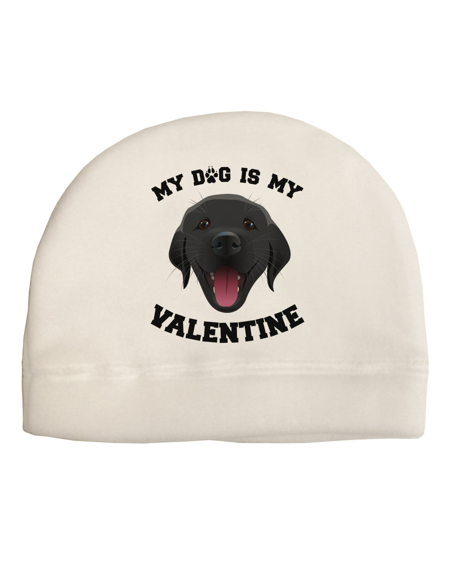 My Dog is my Valentine Black Adult Fleece Beanie Cap Hat-Beanie-TooLoud-White-One-Size-Fits-Most-Davson Sales