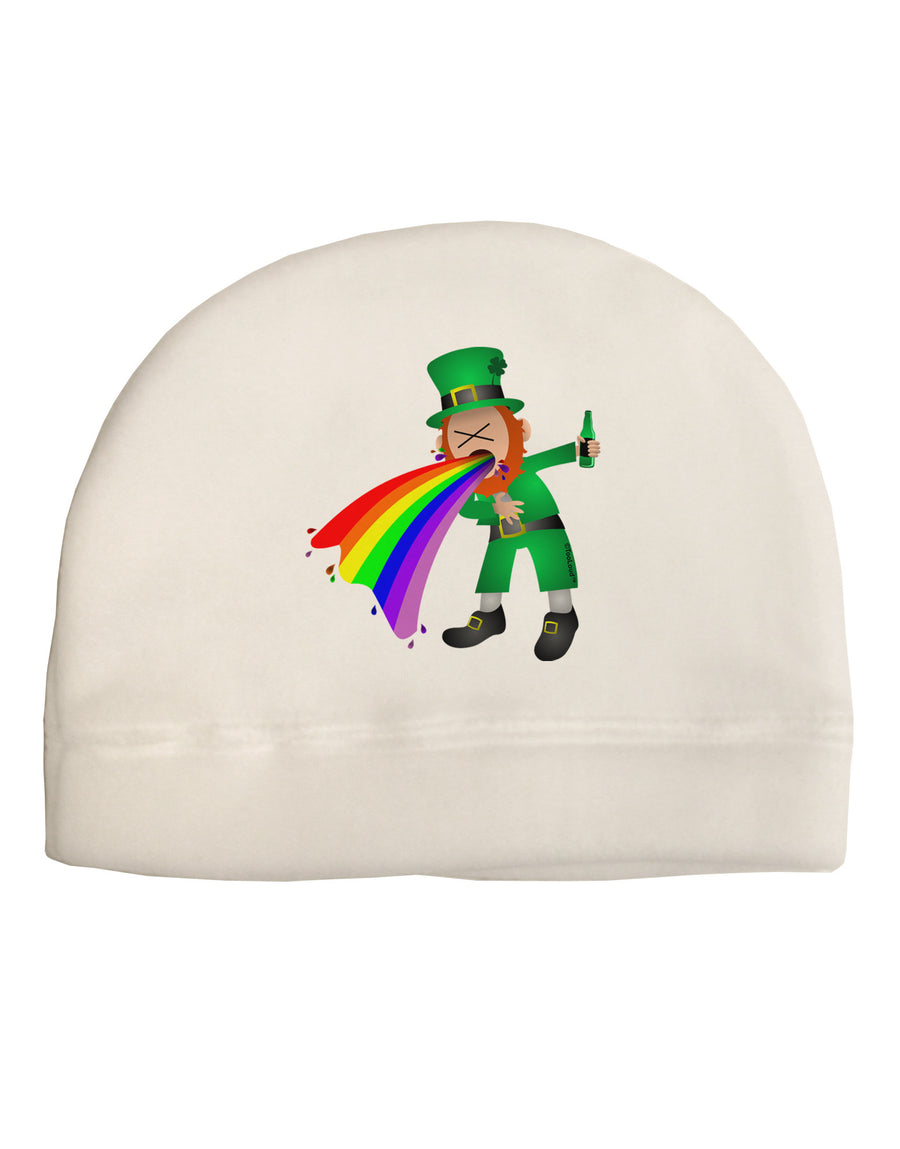 Puking Rainbow Leprechaun Adult Fleece Beanie Cap Hat-Beanie-TooLoud-White-One-Size-Fits-Most-Davson Sales