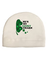 He's My Lucky Charm - Right Adult Fleece Beanie Cap Hat-Beanie-TooLoud-White-One-Size-Fits-Most-Davson Sales