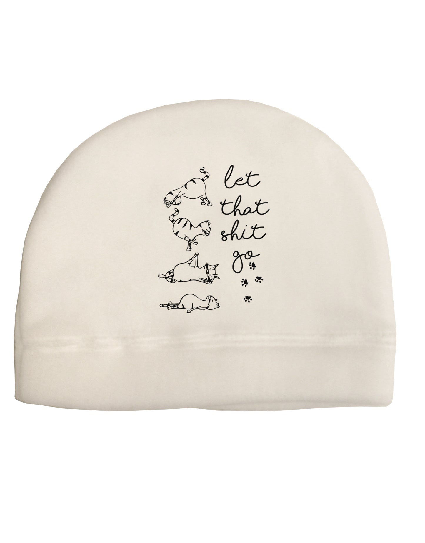 TooLoud Let That Shit Go Cat Yoga Adult Fleece Beanie Cap Hat-Beanie-TooLoud-White-One-Size-Fits-Most-Davson Sales