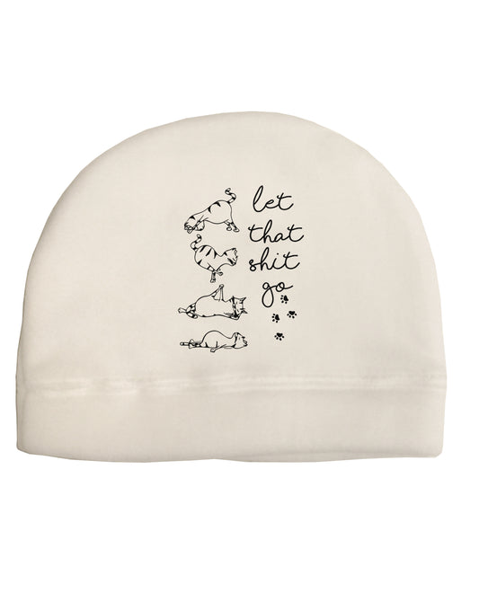 TooLoud Let That Shit Go Cat Yoga Adult Fleece Beanie Cap Hat-Beanie-TooLoud-White-One-Size-Fits-Most-Davson Sales