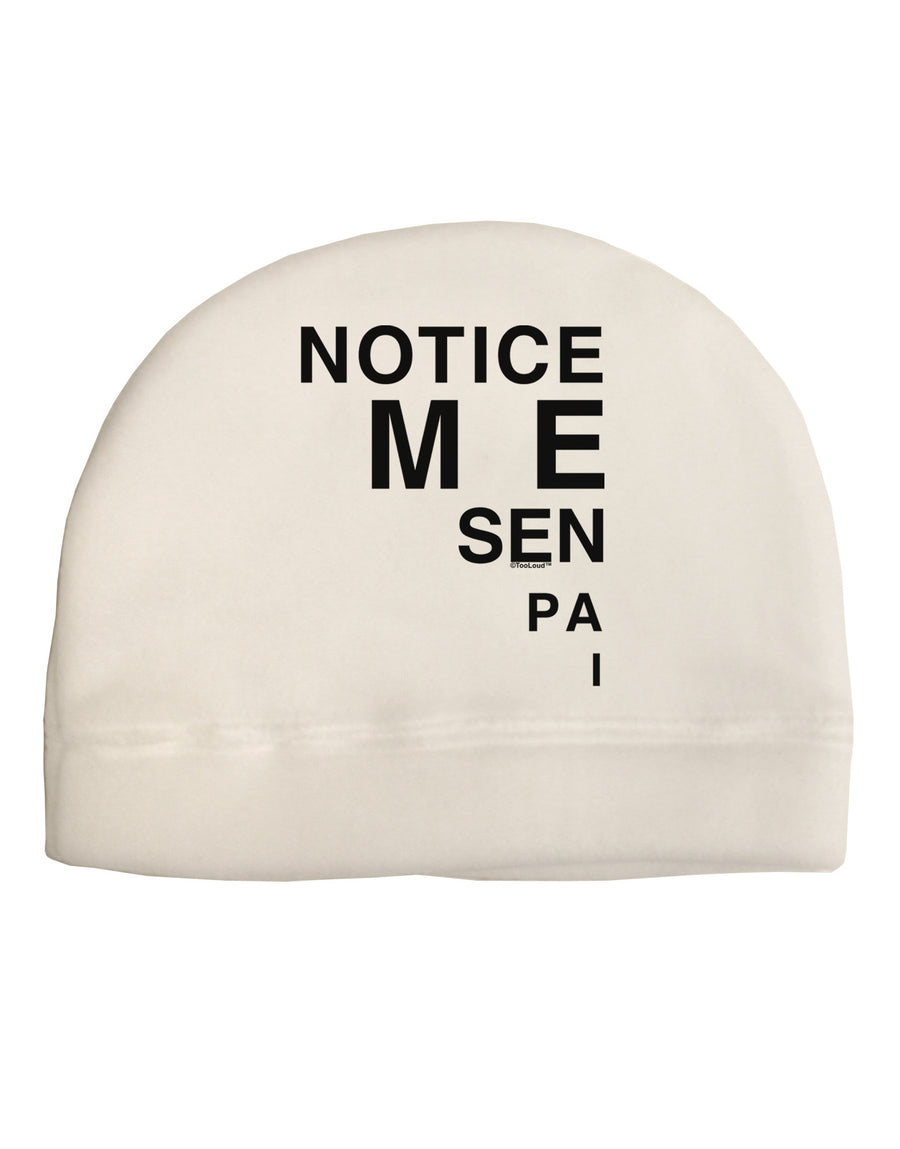 Notice Me Senpai Triangle Text Adult Fleece Beanie Cap Hat-Beanie-TooLoud-White-One-Size-Fits-Most-Davson Sales