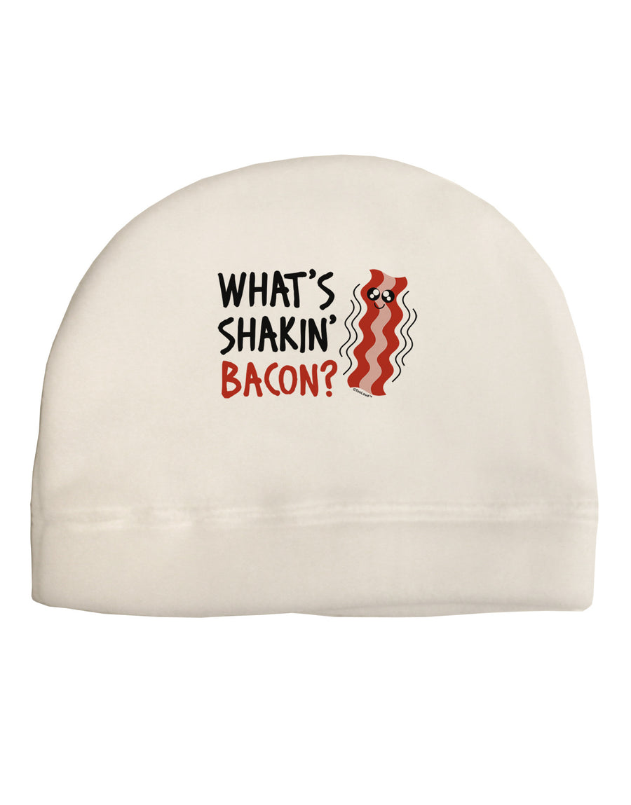 What's Shakin' Bacon Adult Fleece Beanie Cap Hat-Beanie-TooLoud-White-One-Size-Fits-Most-Davson Sales